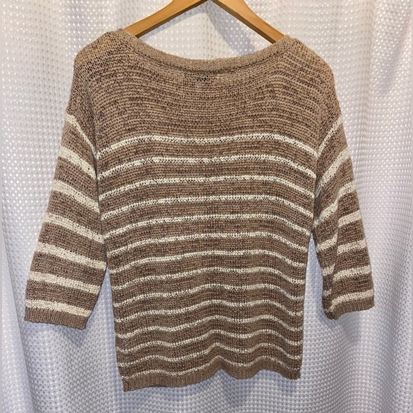 Women’s Jones New York Tan‎ with white straps knitted sweater size medium - Picture 7 of 8